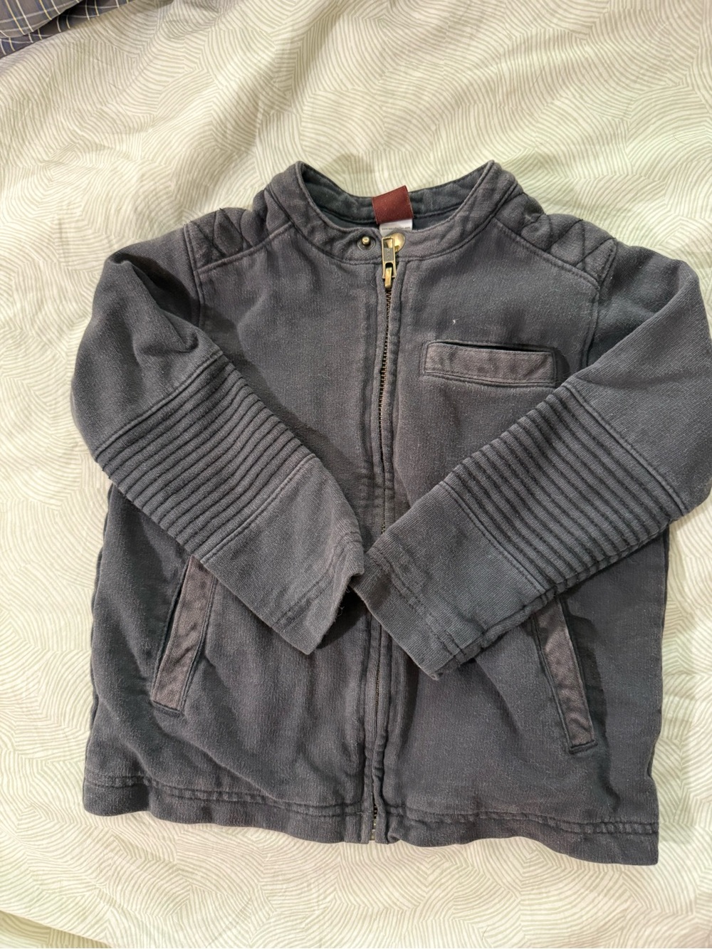Tea Collection size 3 Dark Gray Zip-Up Moto Jacket